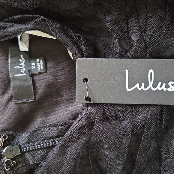 NWT! Lulus- Forever Celebrated Black Swiss Dot Ruched Tulle Midi Dress, Size XS - Picture 4 of 5